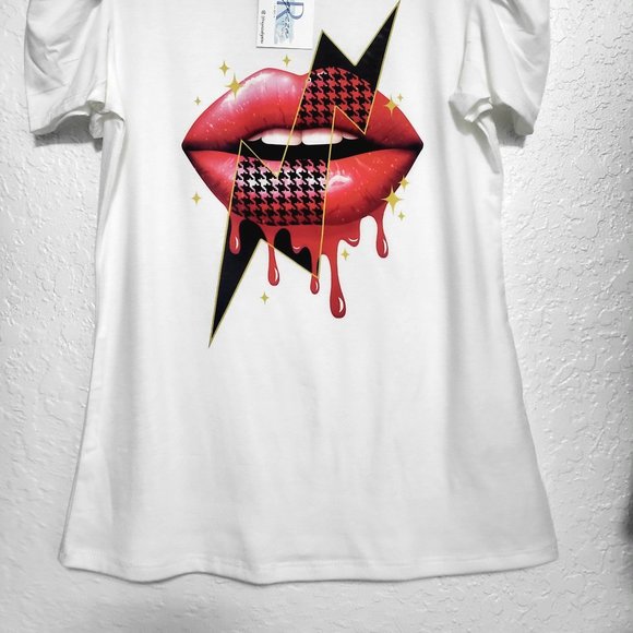 Red lip white T-shirt - Picture 4 of 4